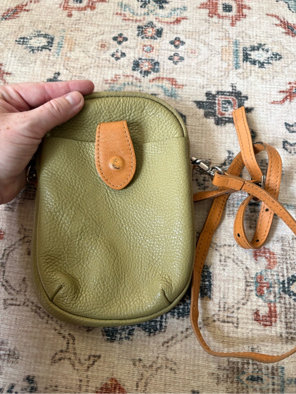 Divina Firenze Italian Leather Olive Green Crossbody Bag